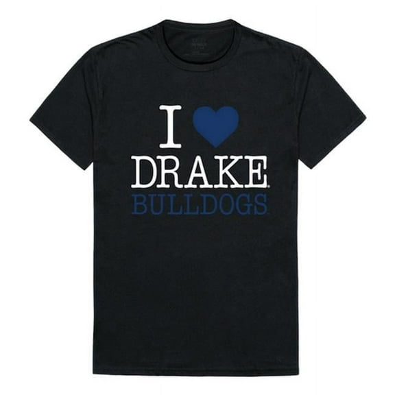 W Republic Products 551-292-BLK-04 Drake University I Love T-Shirt, Black - Extra Large