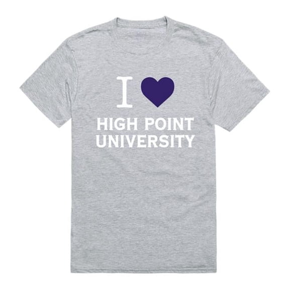 W Republic Products 551-311-HGY-04 High Point University I Love T-Shirt, Heather Grey - Extra Large