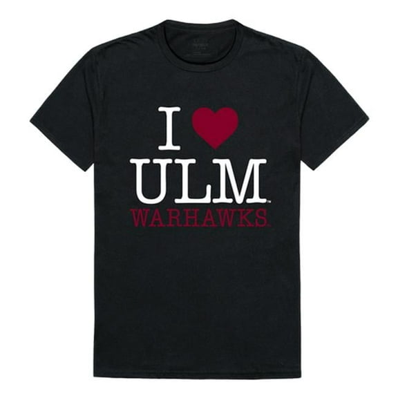 W Republic Products 551-331-BLK-04 University of Louisiana Monroe I Love T-Shirt, Black - Extra Large
