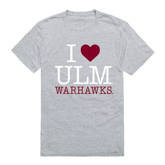 W Republic Products 551-331-HGY-04 University of Louisiana Monroe I Love T-Shirt, Heather Grey - Extra Large