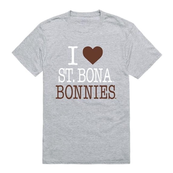 W Republic Products 551-386-HGY-01 St. Bonaventure University I Love T-Shirt, Heather Grey - Small