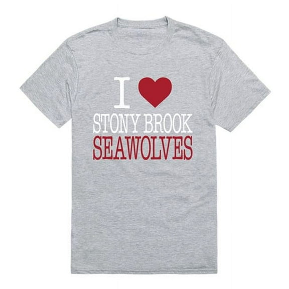 W Republic Products 551-388-HGY-03 Stony Brook University I Love T-Shirt, Heather Grey - Large
