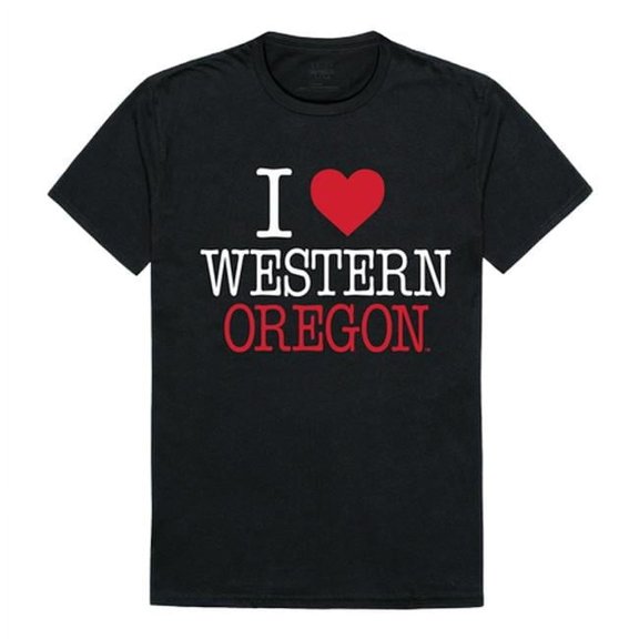 W Republic Products 551-406-BLK-01 Western Oregon University I Love T-Shirt, Black - Small