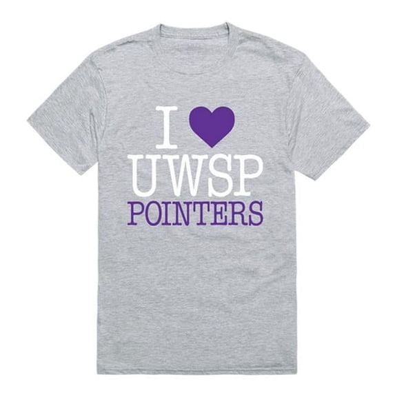 W Republic Products 551-412-HGY-04 University of Wisconsin-Stevens Point I Love T-Shirt, Heather Grey - Extra Large