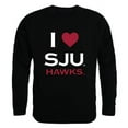 thumbnail image 1 of W Republic Products 552-232-BLK-02 Saint Josephs University I Love Crewneck T-Shirt, Black - Medium, 1 of 1