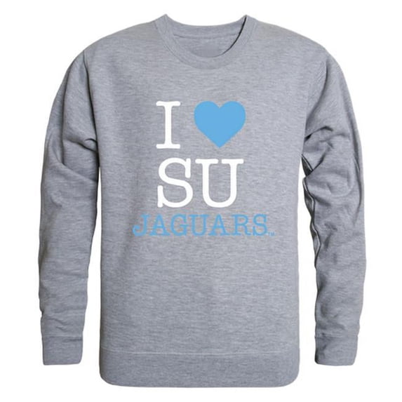 W Republic Products 552-235-HGY-01 Southern University I Love Crewneck T-Shirt, Heather Grey - Small