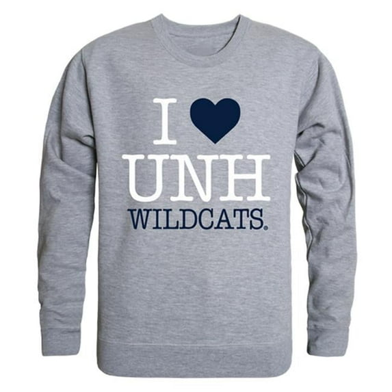 W Republic Products 552-243-HGY-01 University of New Hampshire I Love Crewneck T-Shirt, Heather Grey - Small