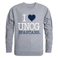 thumbnail image 1 of W Republic Products 552-245-HGY-03 University of North Carolina Greensboro I Love Crewneck T-Shirt, Heather Grey - Large, 1 of 1