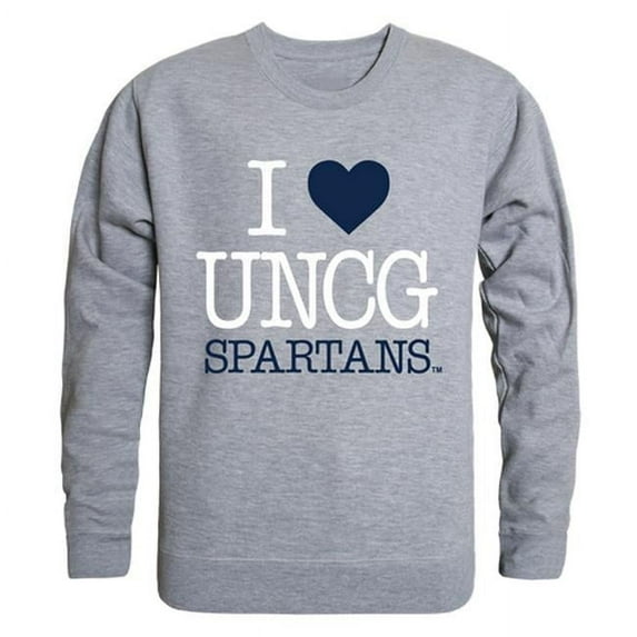 W Republic Products 552-245-HGY-03 University of North Carolina Greensboro I Love Crewneck T-Shirt, Heather Grey - Large
