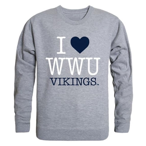 W Republic Products 552-252-HGY-03 Western Washington University I Love Crewneck T-Shirt, Heather Grey - Large