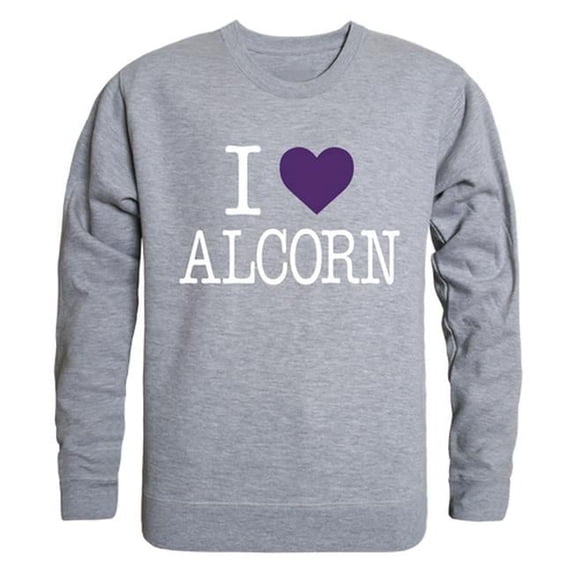 W Republic Products 552-261-HGY-05 Alcorn State University I Love Crewneck T-Shirt, Heather Grey - 2XL