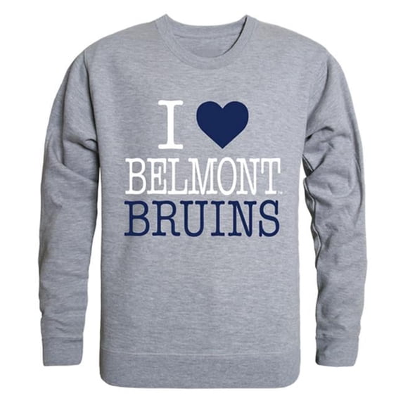 W Republic Products 552-265-HGY-03 Belmont University I Love Crewneck T-Shirt, Heather Grey - Large