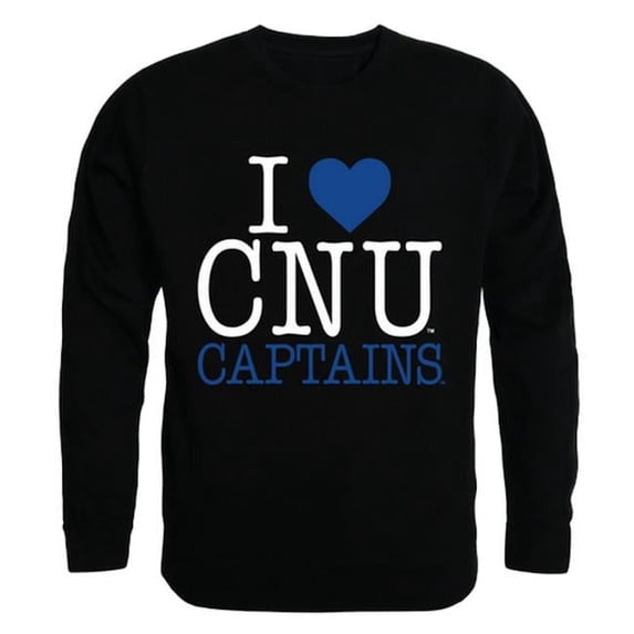 W Republic Products 552-279-BLK-03 Christopher Newport University I Love Crewneck T-Shirt, Black - Large