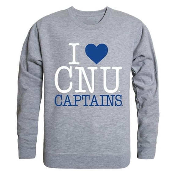 W Republic Products 552-279-HGY-03 Christopher Newport University I Love Crewneck T-Shirt, Heather Grey - Large