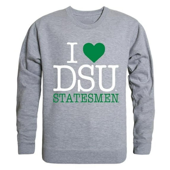 W Republic Products 552-289-HGY-01 Delta State University I Love Crewneck T-Shirt, Heather Grey - Small