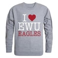 thumbnail image 1 of W Republic Products 552-296-HGY-01 Eastern Washington University I Love Crewneck T-Shirt, Heather Grey - Small, 1 of 1
