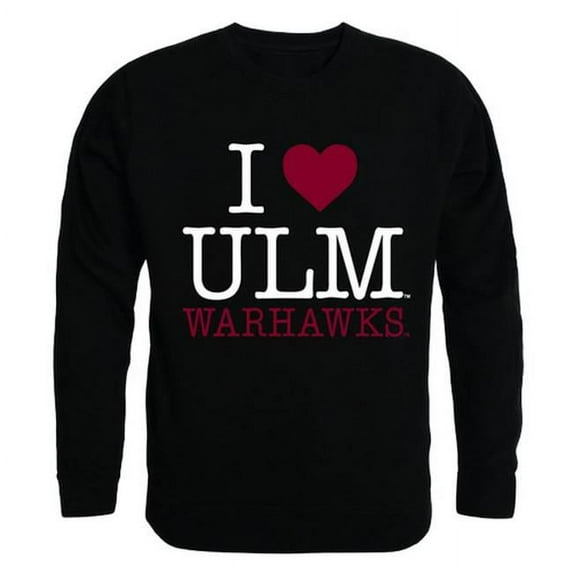 W Republic Products 552-331-BLK-03 University of Louisiana Monroe I Love Crewneck T-Shirt, Black - Large