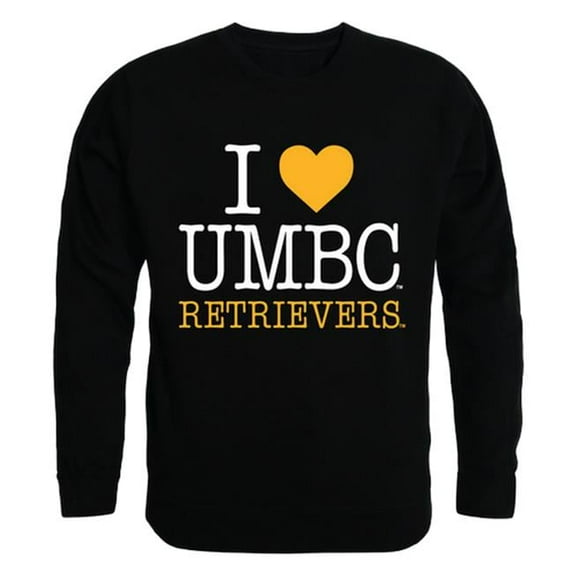 W Republic Products 552-336-BLK-02 University of Maryland Baltimore County I Love Crewneck T-Shirt, Black - Medium