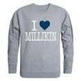 thumbnail image 1 of W Republic Products 552-342-HGY-04 Millikin University I Love Crewneck T-Shirt, Heather Grey - Extra Large, 1 of 1