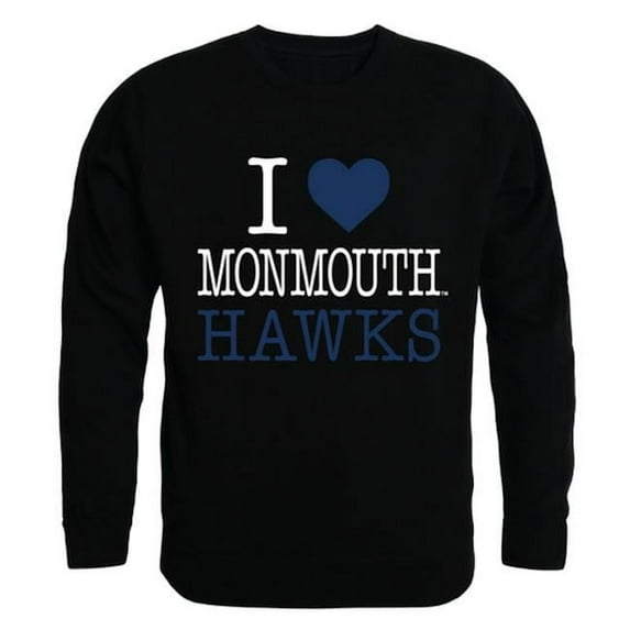 W Republic Products 552-345-BLK-02 Monmouth University I Love Crewneck T-Shirt, Black - Medium