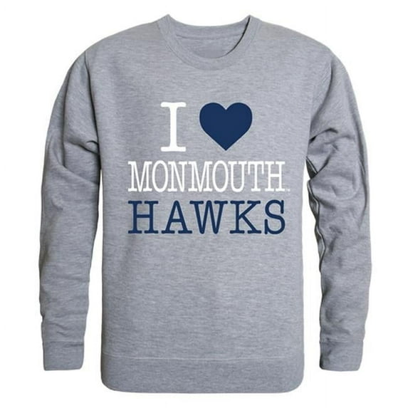 W Republic Products 552-345-HGY-01 Monmouth University I Love Crewneck T-Shirt, Heather Grey - Small