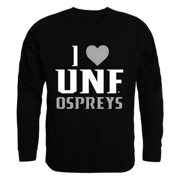 W Republic Products 552-354-BLK-02 University of North Florida I Love Crewneck T-Shirt, Black - Medium