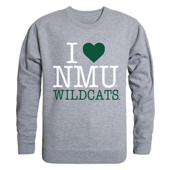 W Republic Products 552-357-HGY-03 Northern Michigan University I Love Crewneck T-Shirt, Heather Grey - Large