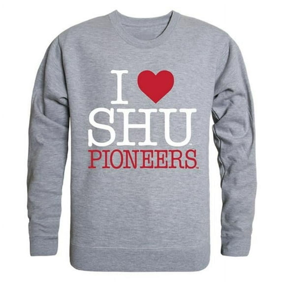 W Republic Products 552-372-HGY-04 Sacred Heart University I Love Crewneck T-Shirt, Heather Grey - Extra Large