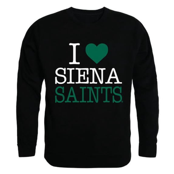 W Republic Products 552-379-BLK-01 Siena College I Love Crewneck T-Shirt, Black - Small