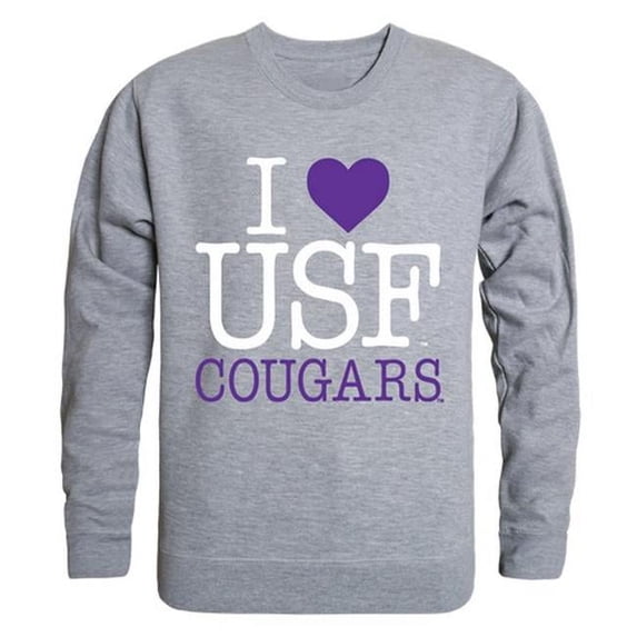 W Republic Products 552-380-HGY-02 University of Sioux Falls I Love Crewneck T-Shirt, Heather Grey - Medium