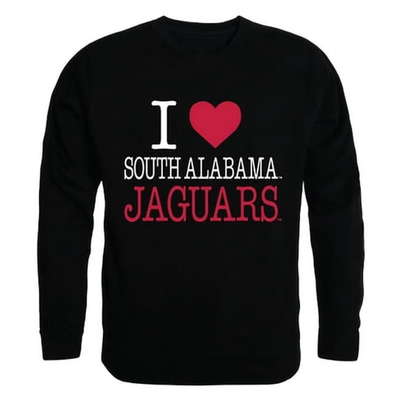 W Republic Products 552-382-BLK-01 University of South Alabama I Love Crewneck T-Shirt, Black - Small