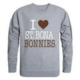 thumbnail image 1 of W Republic Products 552-386-HGY-01 St. Bonaventure University I Love Crewneck T-Shirt, Heather Grey - Small, 1 of 1
