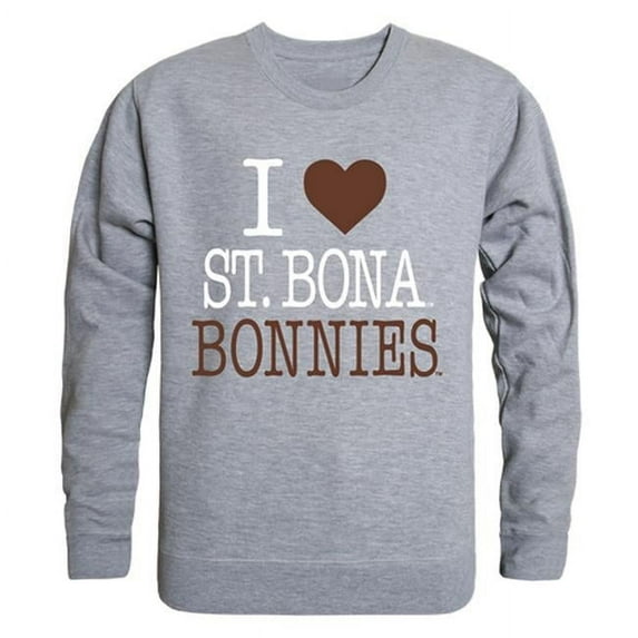 W Republic Products 552-386-HGY-04 St. Bonaventure University I Love Crewneck T-Shirt, Heather Grey - Extra Large