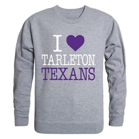 W Republic Products 552-389-HGY-04 Tarleton State University I Love Crewneck T-Shirt, Heather Grey - Extra Large