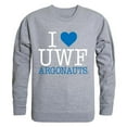 thumbnail image 1 of W Republic Products 552-402-HGY-01 University of West Florida I Love Crewneck T-Shirt, Heather Grey - Small, 1 of 1