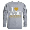 thumbnail image 1 of W Republic Products 552-404-HGY-04 West Virginia State University I Love Crewneck T-Shirt, Heather Grey - Extra Large, 1 of 1