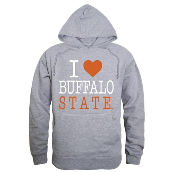 W Republic Products 553-107-HGY-04 Buffalo State College I Love Hoodie, Heather Grey - Extra Large
