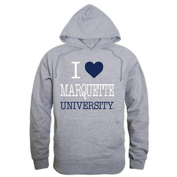 W Republic Products 553-130-HGY-01 Marquette University I Love Hoodie, Heather Grey - Small