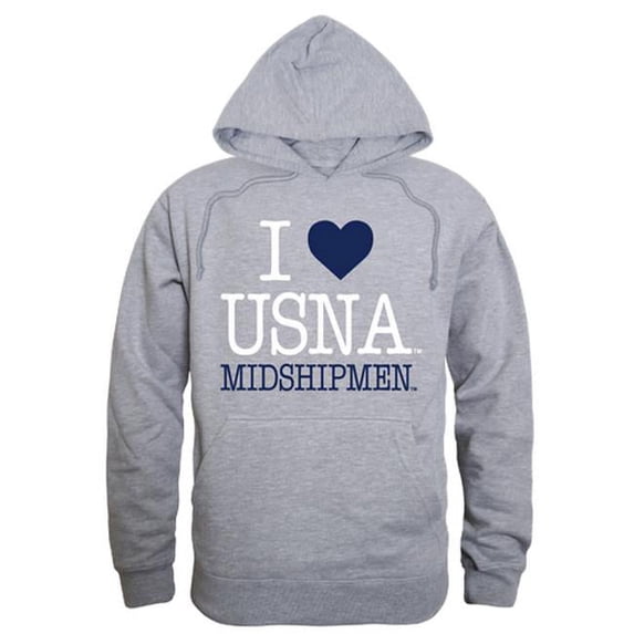 W Republic Products 553-136-HGY-02 United States Naval Academy I Love Hoodie, Heather Grey - Medium