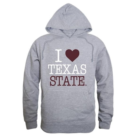 W Republic Products 553-181-HGY-03 Texas State University I Love Hoodie, Heather Grey - Large