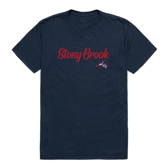 W Republic Products 554-388-NVY-02 Stony Brook University Script T-Shirt, Navy - Medium