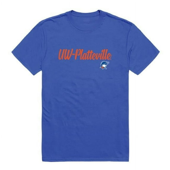 W Republic Products 554-410-RYL-02 University of Wisconsin-Platteville Script T-Shirt, Royal Blue - Medium