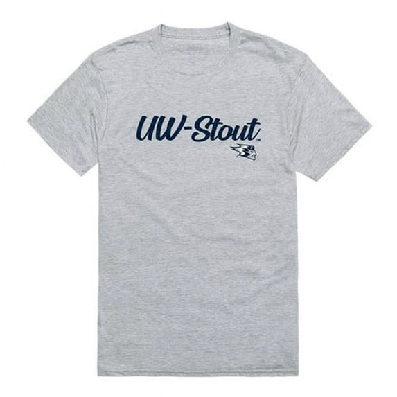 W Republic Products 554-413-HGY-03 University of Wisconsin-Stout Script T-Shirt, Heather Grey - Large