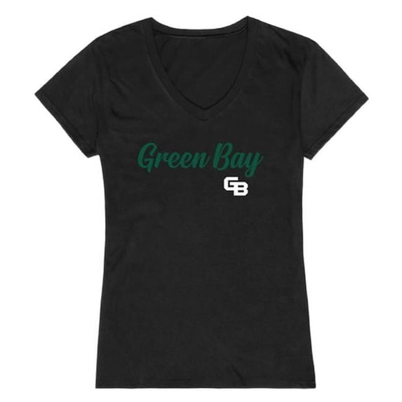 W Republic Products 555-397-BLK-05 University of Wisconsin-Green Bay Script T-Shirt for Women, Black - 2XL