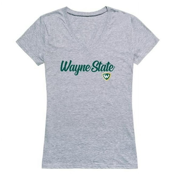 W Republic Products 555-400-HGY-03 Wayne State University Script T-Shirt for Women, Heather Grey - Large