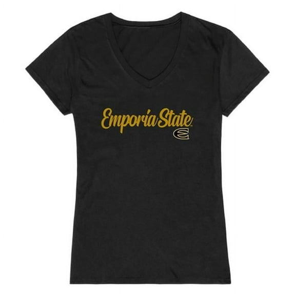 W Republic Products 555-423-BLK-01 Emporia State University Script T-Shirt for Women, Black - Small