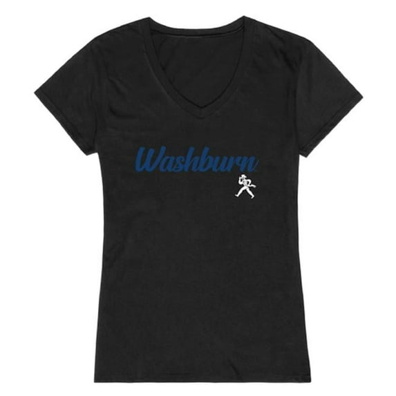 W Republic Products 555-431-BLK-02 Washburn University Script T-Shirt for Women, Black - Medium