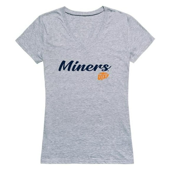 W Republic Products 555-434-HGY-04 University of Texas at El Paso Script T-Shirt for Women, Heather Grey - Extra Large