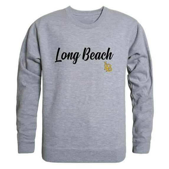 W Republic Products 556-109-HGY-02 California State University, Long Beach Script Crewneck T-Shirt, Heather Grey - Medium