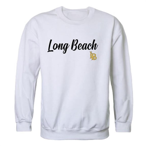 W Republic Products 556-109-WHT-01 California State University, Long Beach Script Crewneck T-Shirt, White - Small